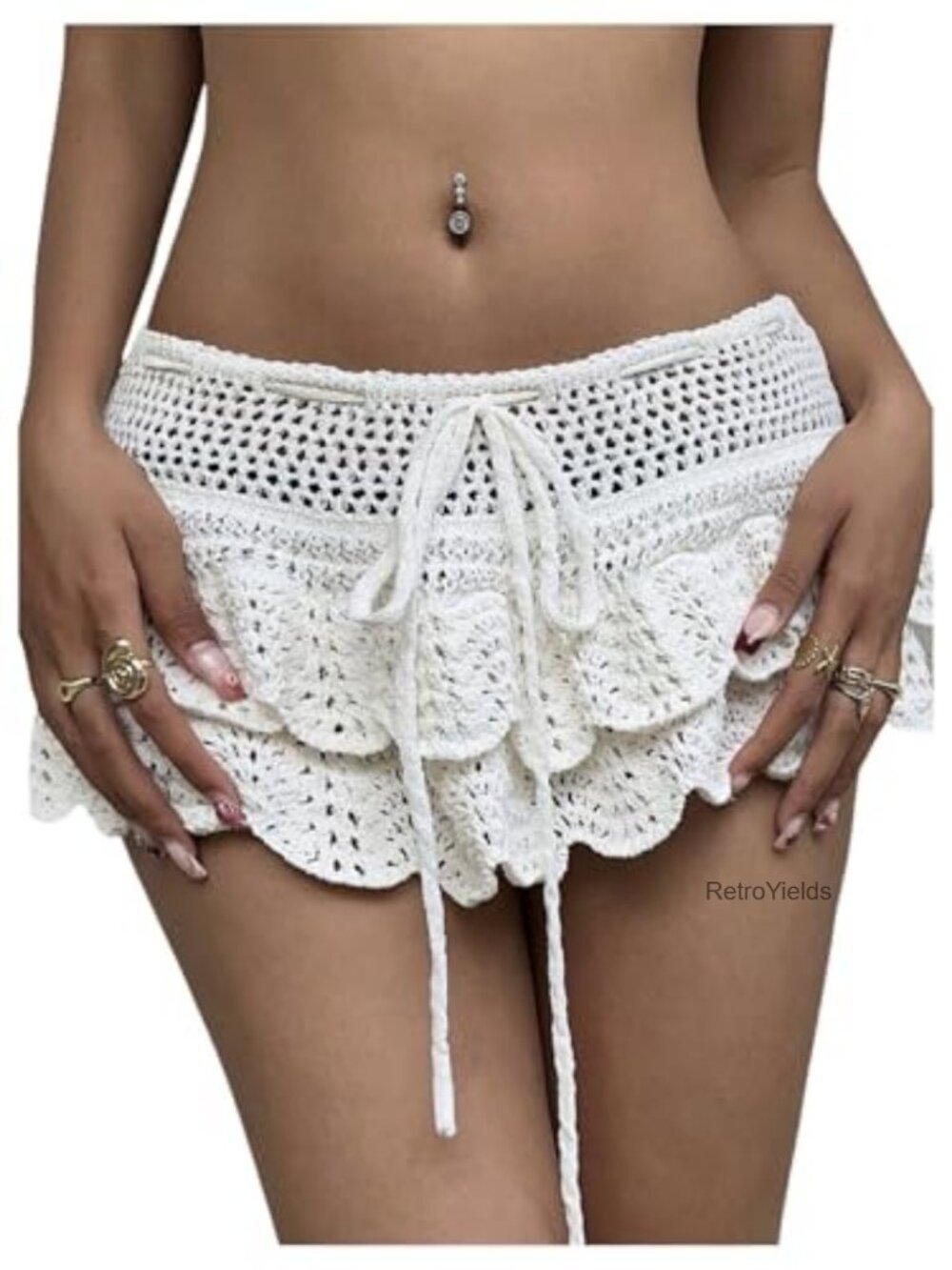 Crochet Beach Cover Up Skirt Knit Mini Swimwear Coverup